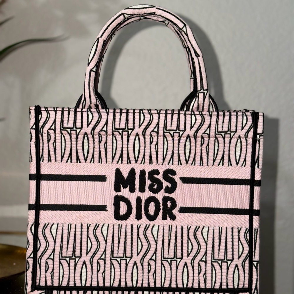Pastel pink small book tote bag top handle